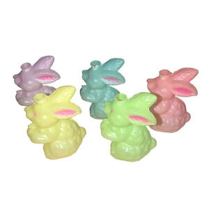 Vintage Set of 5 Pastel Easter Bunny Covers String Lights Egg Tree Springtime